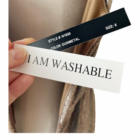 ADDISON EVENING Gold Gown Glitter Metallic Dress Sleeveless V-Neck Formal 8 NWT - Picture 8 of 15